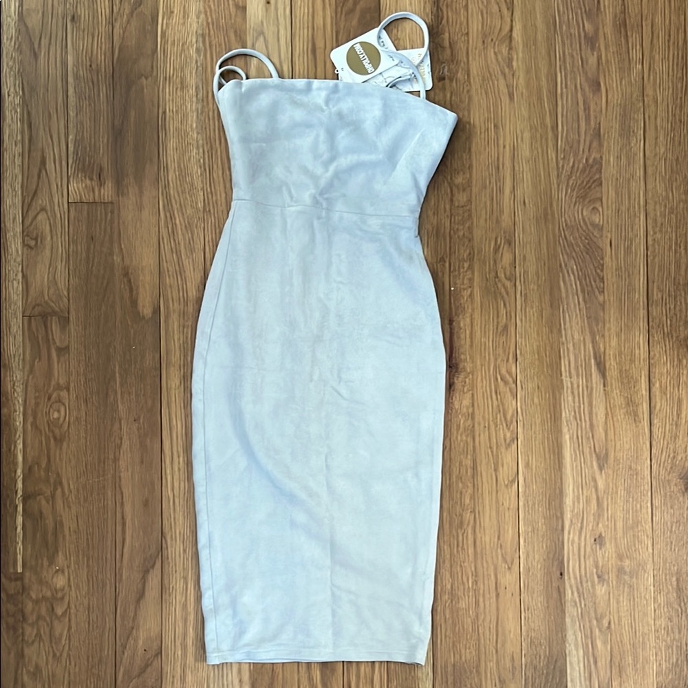 Light Grey Suede Oh Polly Spaghetti Strap Dress XS/Sz 2